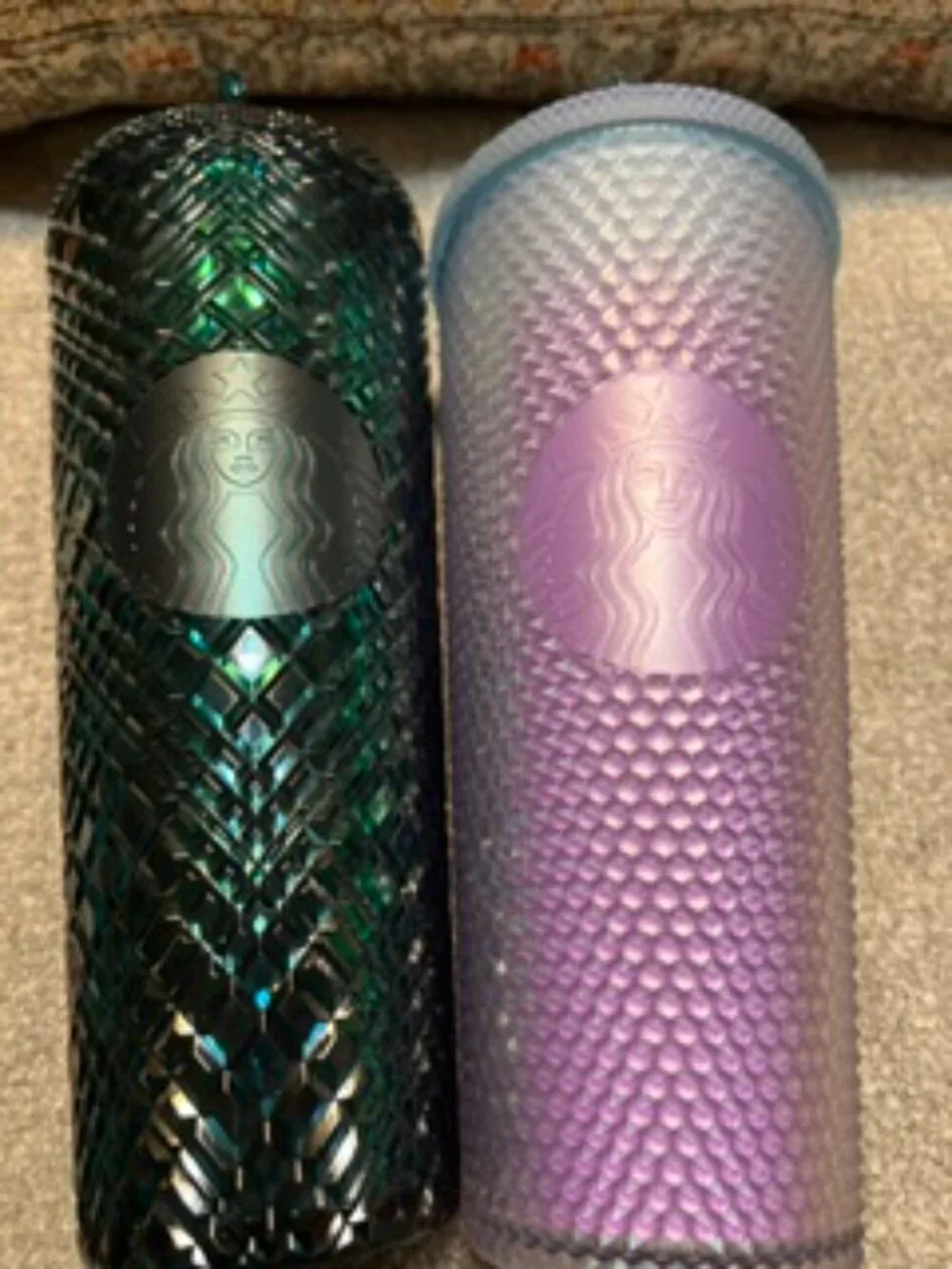 NWT Two Starbucks 24oz. Tumbler/Cups in Iridescent Green & Ombre Lt. Blue/purple
